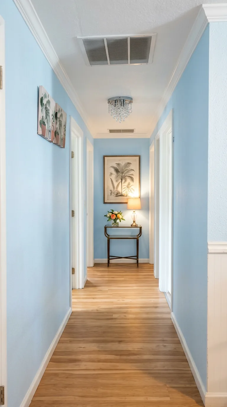 Wide, well-lit hallway with easy access to every resident room