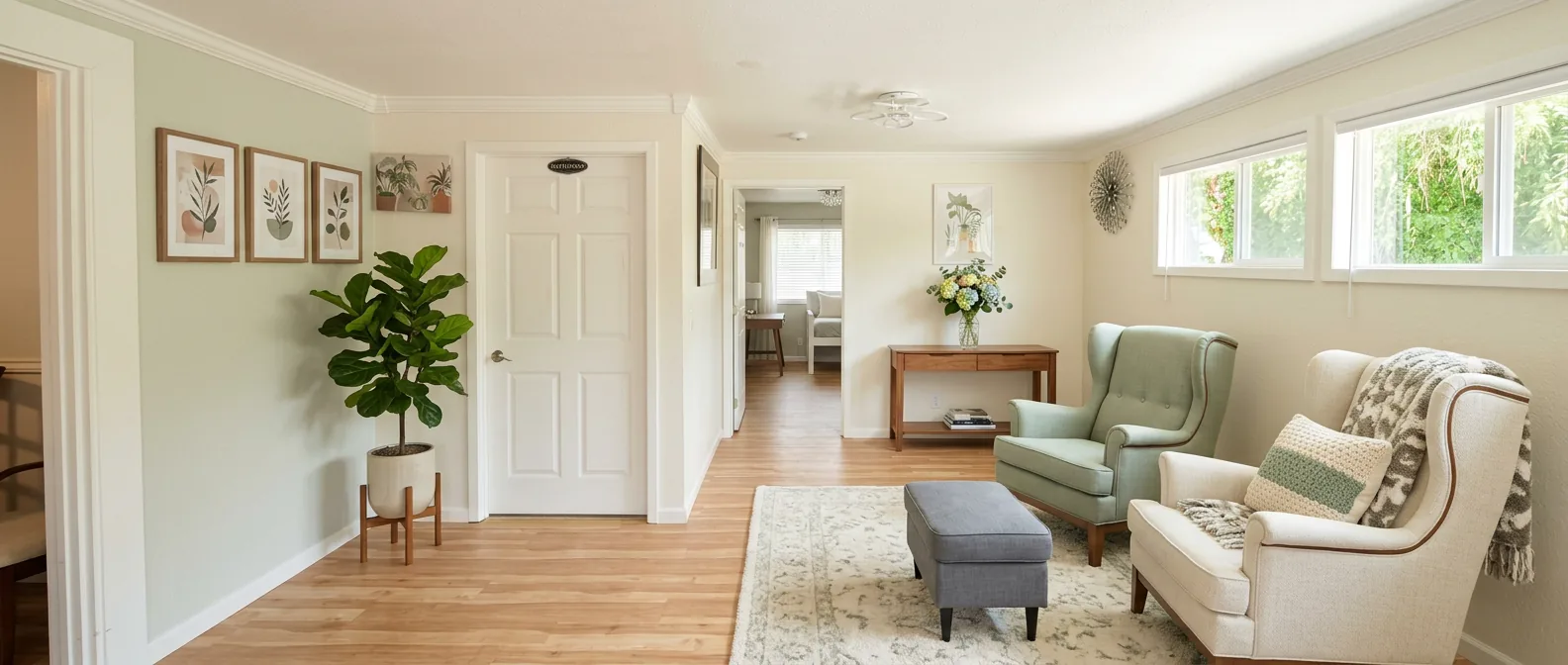 Open living area leading to resident rooms